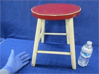 cute old red top milking stool - 15in tall