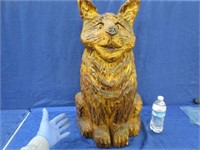 hand carved wooden cat - over 2ft tall