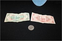 3 Chinese Paper Bills & Coin