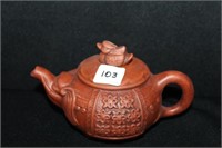 Carved Pottery Teapot