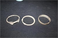 3 Carved Brass Bracelets