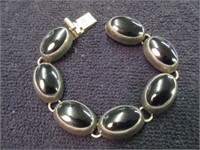 silver black stones 7.5in bracelet - mexico 925