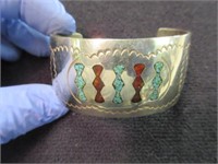 zuni-native american turq-coral bracelet