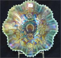 Good Luck ruffled bowl w/ribbed back - aqua opal