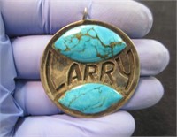 silver turquoise pendant "larry" (round)