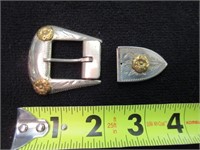western buckle & belt tip (marked german silver)
