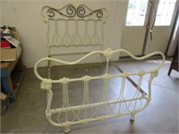 heavy antique iron frame bed - over 100 years old
