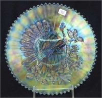 Peacocks 9" plate w/ribbed back - ice blue