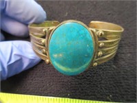 native american turquoise bracelet - large stone
