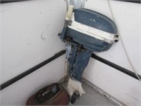 vintage evinrude outboard boat motor & tank