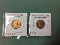 2 UNCIRCULATED OLD WHEAT CENTS