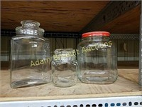 3 vintage glass storage jars