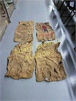 4 vintage burlap bags