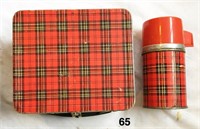 Lunch box and Thermos with red plaid design