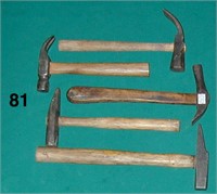 Five assorted hammers