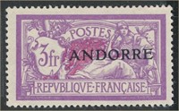 ANDORRA-FRENCH #19 MINT VF H
