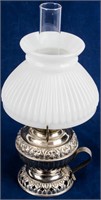 Antique Tiny Juno Oil Lamp w/ Milk Glass Shade