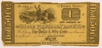 Rare Wolfeboro, NH Bank $1.50 Obsolete.