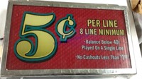(2) 5 cent slot machine inserts, As is, 12"X7"