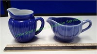 Vintage Blue Ceramic Creamers