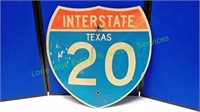 Vintage Texas Interstate 20 Metal Sign