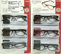 (6) +3.00 Full-Frame Glasses w/ Cases