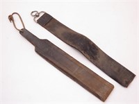 (2) Vintage Leather Razor Strop Straps