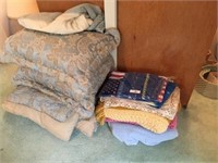 comforter, pillows, afghans