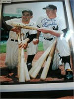 Yogi Berra and Mickey Mantle autographed framed