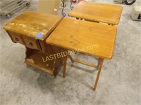 SOLID WOOD END TABLE & 2 SOLID WOOD TV TABLES