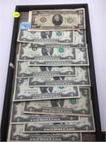12 PC CURRENCY LOT - 1932 GREEN SEAL $20. FEDERAL
