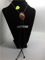 2 PC - BOLO TIE WITH STERLING SILVER & GEMSTONE SL