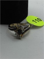 STERLING SILVER RING WITH BLACK SAPPHIRE GEMSTONE
