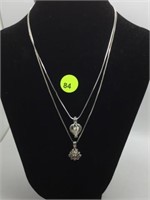 2 PC STERLING SILVER NECKLACES & PENDANTS WITH PEA