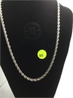 STERLING SILVER TWIST ROPE CHAIN NECKLACE - 24"