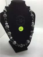 GEMSTONE BEAD NECKLACE WITH STERLING SILVER - 20"