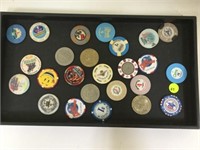 TRAY OF CASINO TOKENS & CHIPS - LAS VEGAS CLUB, CO