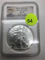2014 SILVER EAGLE - FIRST RELEASES - NGC MS70