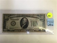 1934-A GREEN SEAL $10. FEDERAL RESERVE NOTE