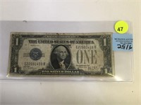 1928-B BLUE SEAL $1. SILVER CERTIFICATE "FUNNY BAC