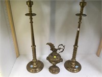 3 PC - LARGE BRASS CANDLE HOLDER - APPROX 31" HIGH
