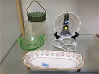 5 PC - SOME DEPRESSION GLASS & LIMOGES - DIVIDED D