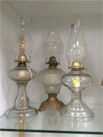 3 PC GLASS HURRICANE LANTERNS - LOCAL PICK-UP ONLY