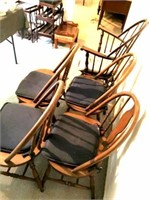 5 round back chairs, mag racks, tray, stools
