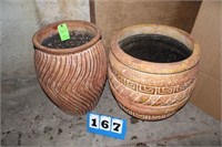 Lot of (2) Large Clay Pots, One Cracked