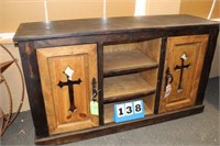 Ent. Center/Credenza w/Cross and Cow Hide Accents