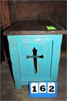End Table, Distressed Green w/Cross Accent