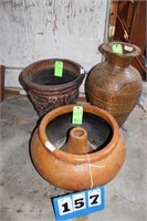 Lot of (3) Clay Pots