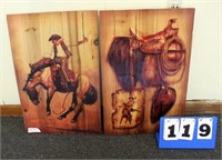 (2) Western Themed Prints on Wood