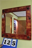 Mirror in Wooden Frame w/Texas Star Accents